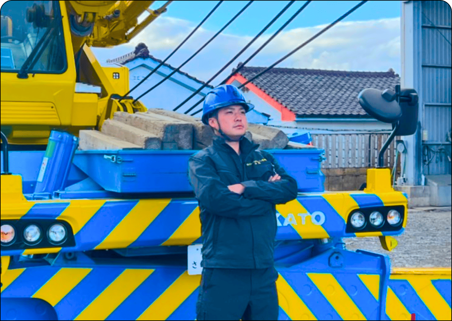 クレーンと若い写真の背景画像